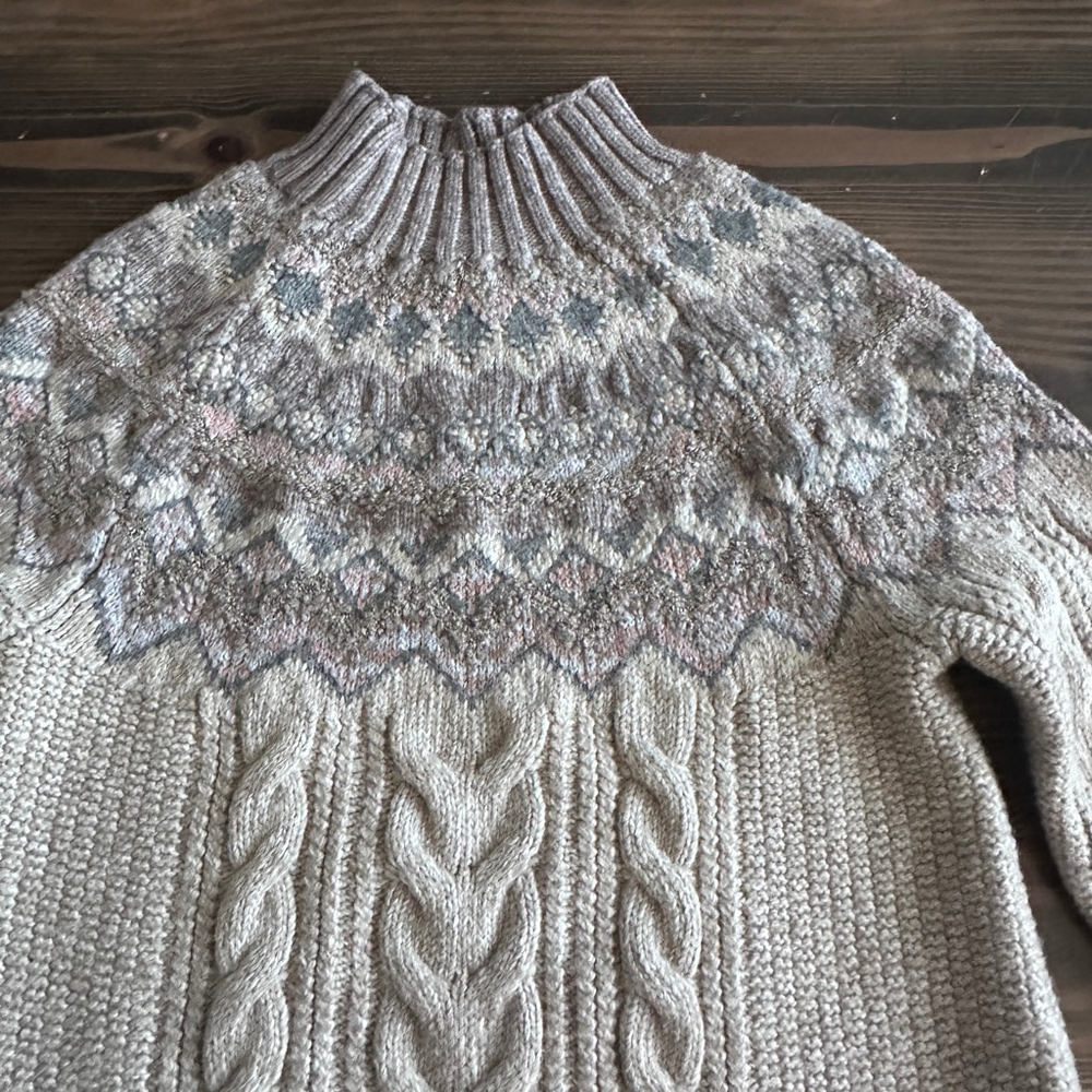 Chico’s 1P Fair Isle Turtleneck Sweater Beige